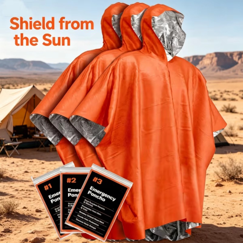Emergency Poncho Rain - Manteau de pluie multifonctionnel de survie,